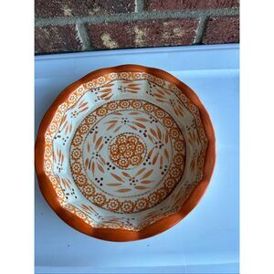 Temptations orange brown ovenware casserole‎ bowl 10" round replacement